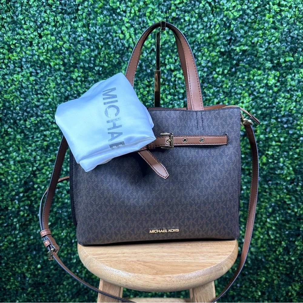 Nwot Michael Kors large Emilia Satchel Shoulder Crossbody Bag w/ matching wallet - Picture 11 of 17